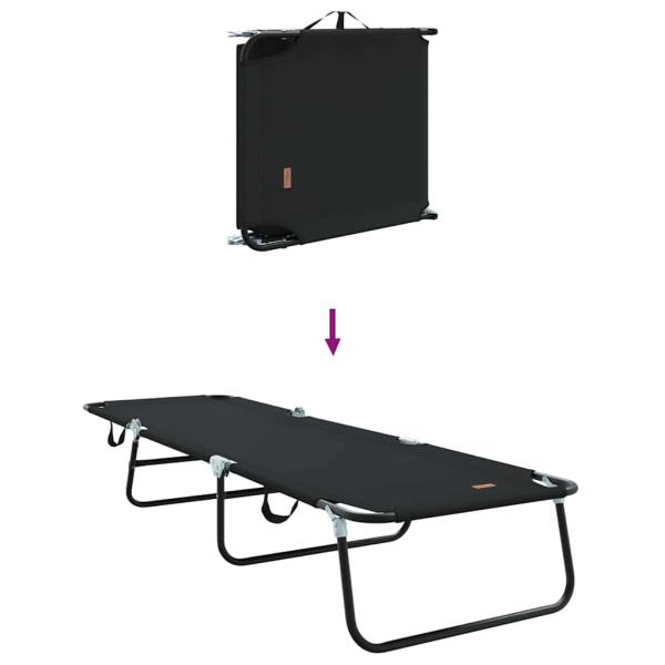 Klappbare Sonnenliege Tragbar Schwarz 600D Oxford-Gewebe