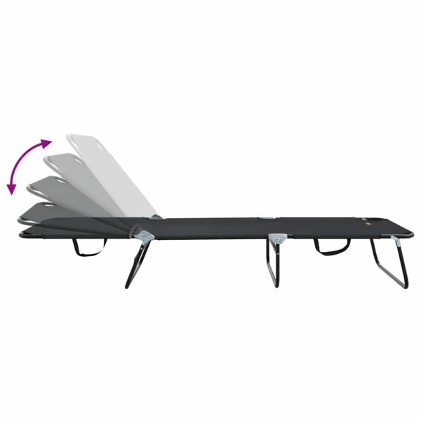 Faltbare Sonnenliege 2 Stk Tragbar Schwarz 600D Oxford-Stoff