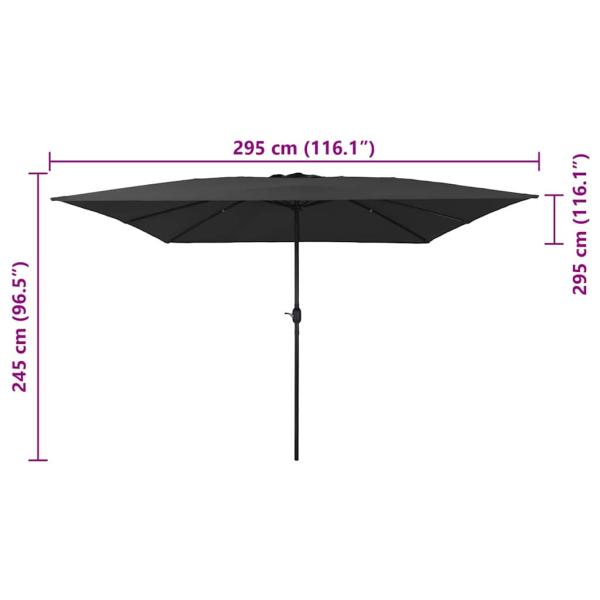 Quadratischer Gartenparasol 295x245 cm Anthrazit