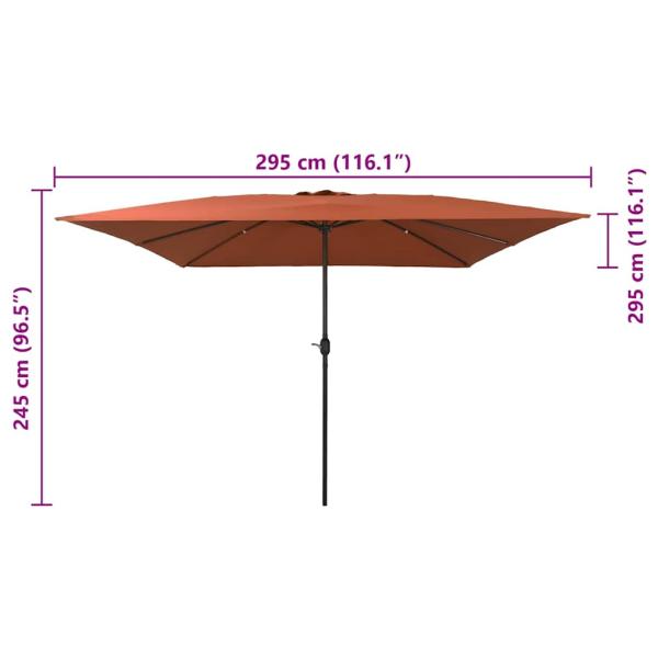 Rechteckiger Gartenparasole 295x245 cm Terrakotta