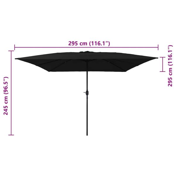 Quadrat Gartenparasol 295x245 cm Schwarz