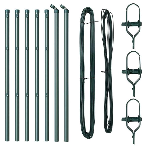 Zaunpfosten 7 Stück Grün Ø32 mm 80 cm Verzinkter Stahl