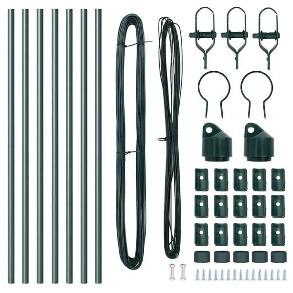 Zaunpfosten 7 Stück Grün Ø32 mm 80 cm Verzinkter Stahl