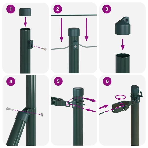 Zaunpfosten 7 Stück Grün Ø32 mm 80 cm Verzinkter Stahl