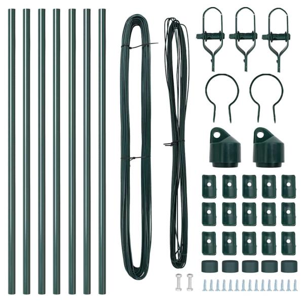 Zaunpfosten 7 Stück Grün Ø32 mm 100 cm Verzinkter Stahl
