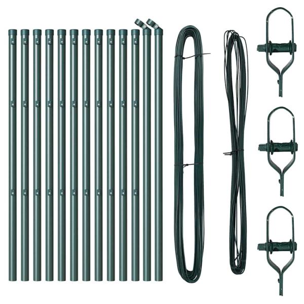 Zaunpfosten 13 Stück Grün Ø32 mm 100 cm Galvanisiertes Stahl