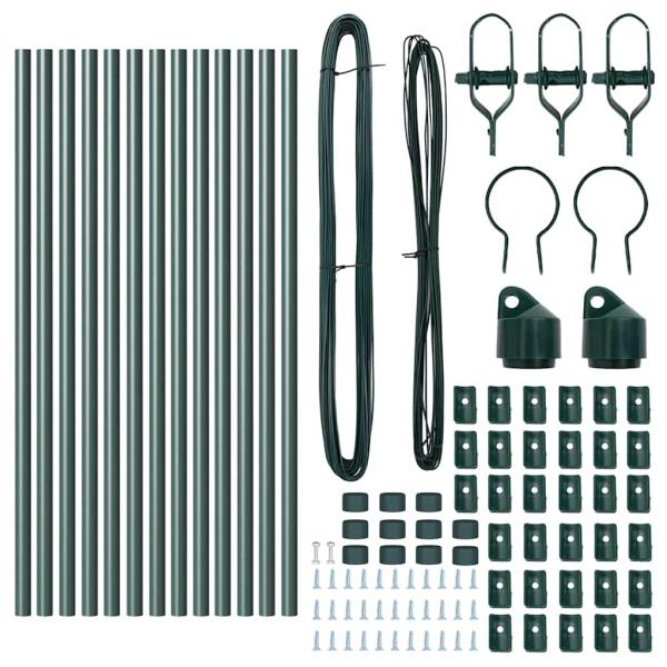 Zaunpfosten 13 Stück Grün Ø32 mm 100 cm Galvanisiertes Stahl