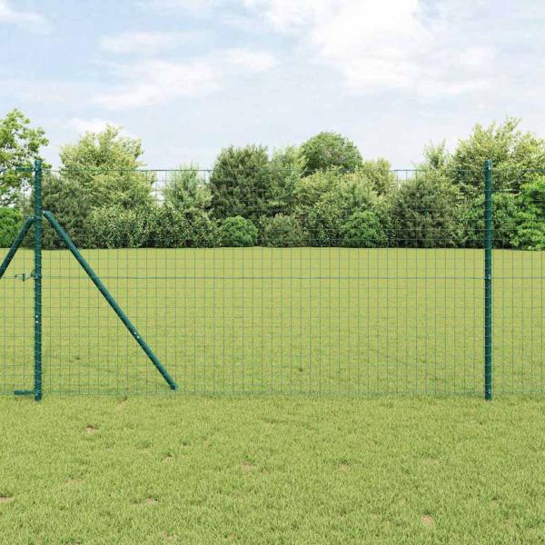 ARDEBO.de - Zaunpfosten 13 Stück Grün Ø32 mm 150 cm Verzinkter Stahl