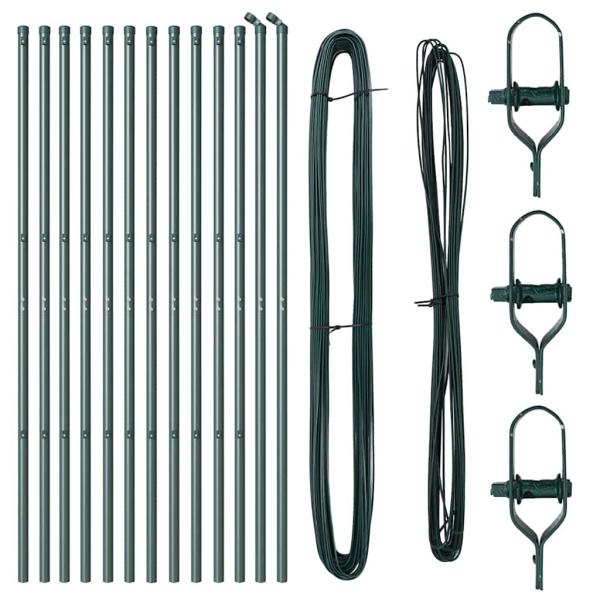 Zaunpfosten 13 Stück Grün Ø32 mm 190 cm Galvanisiertes Stahl