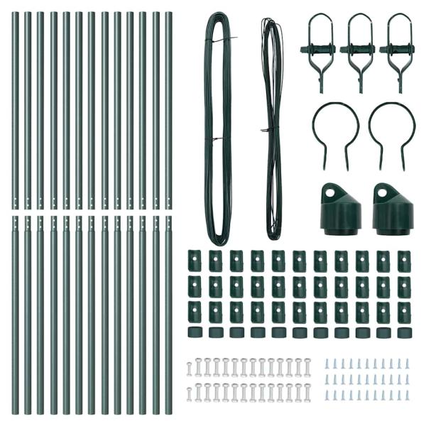Zaunpfosten 13 Stück Grün Ø32 mm 190 cm Galvanisiertes Stahl