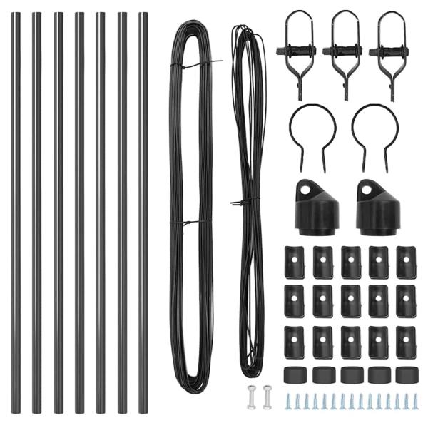 Zaunpfosten 7 Stück Grau Ø32 mm 100 cm verzinkter Stahl