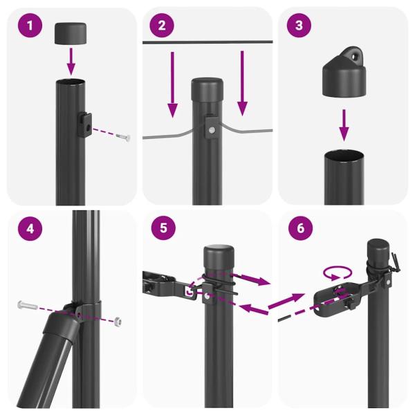 Zaunpfosten 13 Stück Grau Ø32 mm 120 cm Verzinkter Stahl