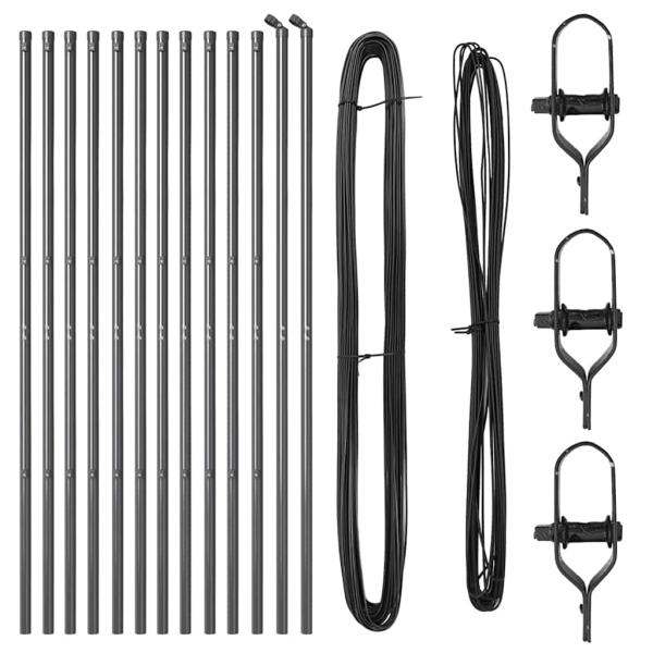 Zaunpfosten 13 Stück Grau Ø32 mm 190 cm Verzinkter Stahl