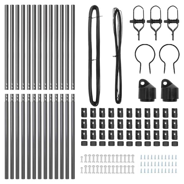 Zaunpfosten 13 Stück Grau Ø32 mm 190 cm Verzinkter Stahl