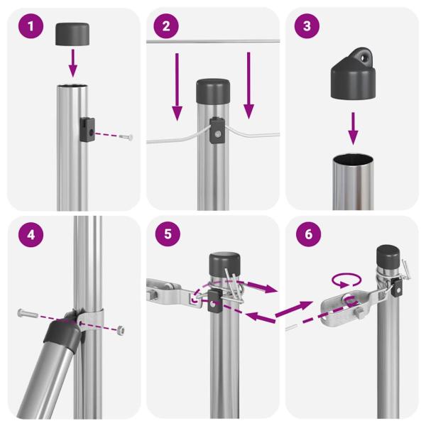 Zaunpfosten 7 Stück Ø32 mm 120 cm Verzinkter Stahl