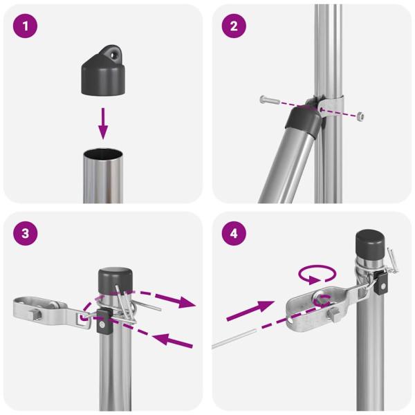 Zaunpfosten 7 Stück Ø32 mm 210 cm Verzinkter Stahl