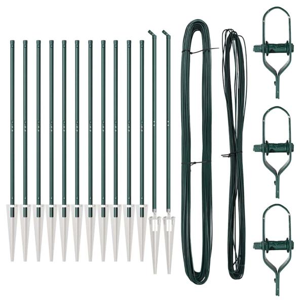 Zaunpfosten mit Spitze 13 Stück Ø32 mm 140 cm verzinkter Stahl
