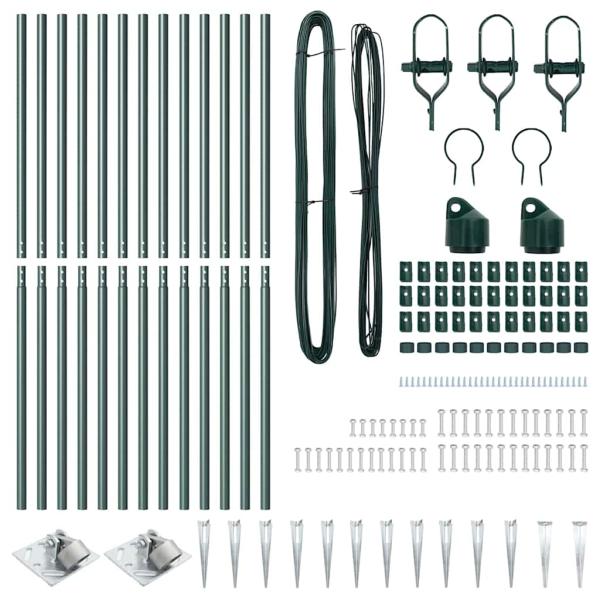 Zaunpfosten mit Spitze 13 Stück Ø32 mm 140 cm verzinkter Stahl
