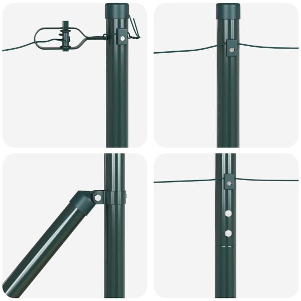 Zaunpfosten mit Spitze 13 Stück Ø32 mm 140 cm verzinkter Stahl