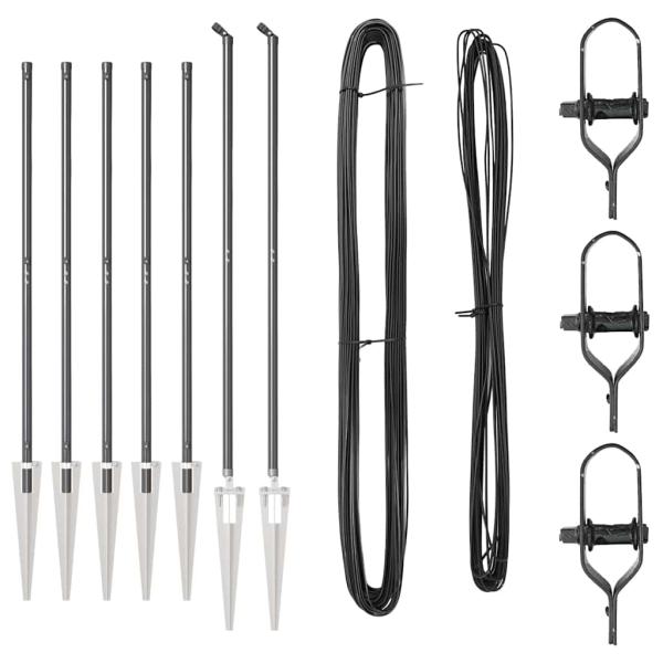 Zaunpfosten mit Spike 7 Stück Ø32 mm 140 cm Verzinkter Stahl