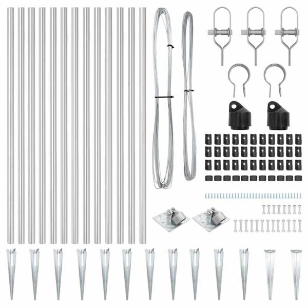 Zaunpfosten mit Spitze 13 Stück Ø32 mm 80 cm Verzinkter Stahl