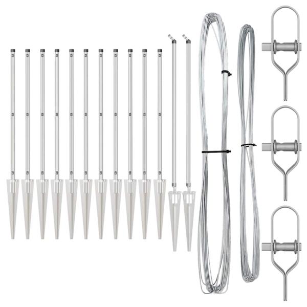 Zaunpfosten mit Spitze 13 Stück Ø32 mm 120 cm Verzinkter Stahl