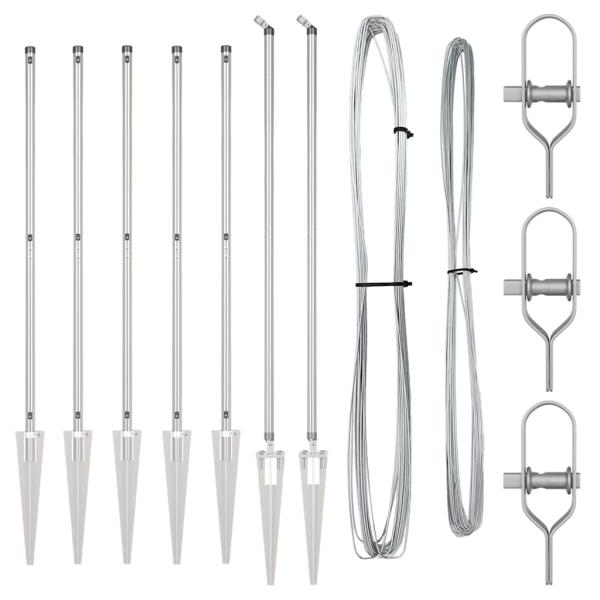 Zaunpfosten mit Spitze 7 Stück Ø32 mm 140 cm Galvanisiertes Stahl