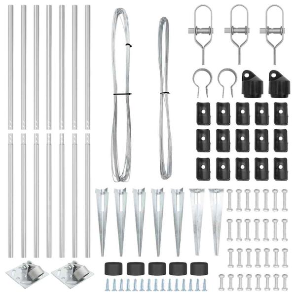 Zaunpfosten mit Spitze 7 Stück Ø32 mm 140 cm Galvanisiertes Stahl