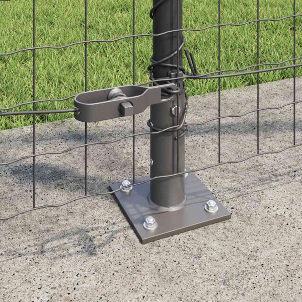 Zaunpfosten mit Basisplatten 13 Stück Ø32mm 68,5cm Verzinkter Stahl