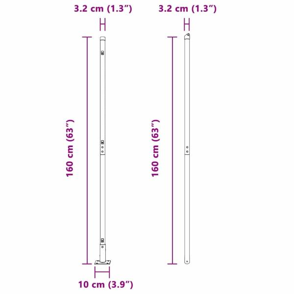 Zaunpfosten mit Basisplatten 7 Stück Ø32mm 83,5cm verzinkter Stahl