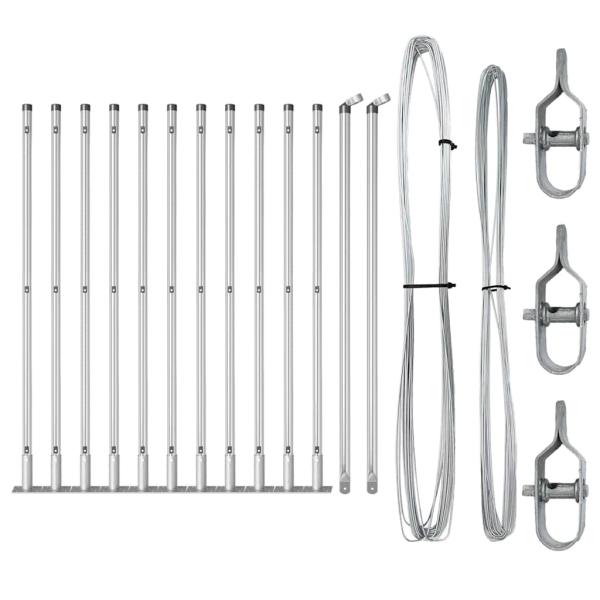 Zaunpfosten mit Bodenplatten 13 Stück Ø32mm 50cm verzinkter Stahl