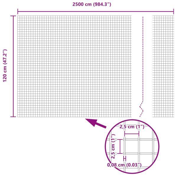 Geschweißter Drahtzaun 1,2x25 m Verzinkter Stahl