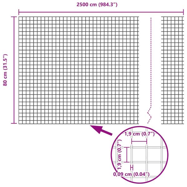 Geschweißter Drahtzaun Grau 0.8x25 m Stahl