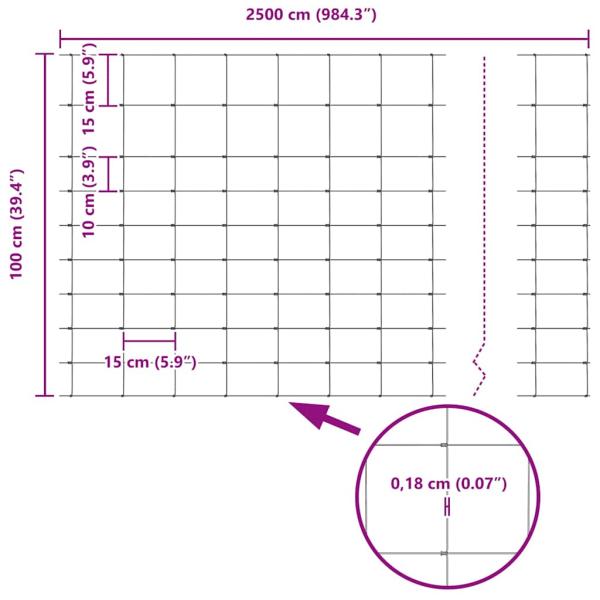 Feldzaun 1x25 m Verzinkter Stahl