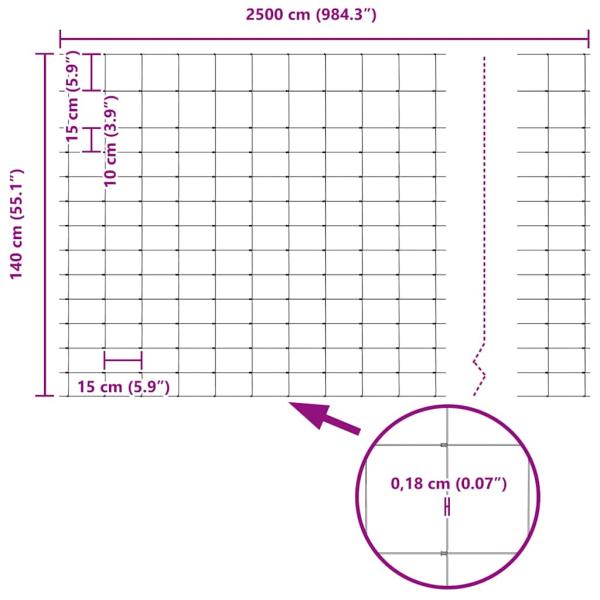 Feldzaun 1,4x25 m Verzinkter Stahl