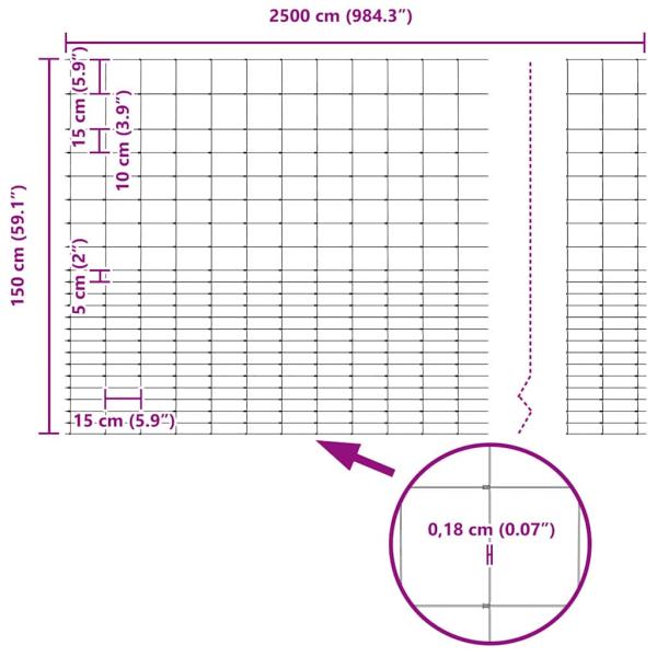 Feldzaun 1,6x25 m Verzinkter Stahl