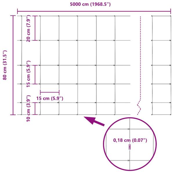 Feldzaun 0.8x50 m Galvanisierter Stahl