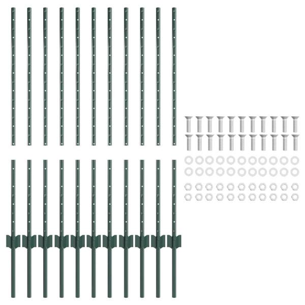Eingebetteter Zaunpfosten 11 Stk. Grün 140 cm
