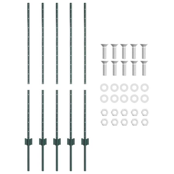 Eingebetteter Zaunpfosten 5 Stk. Grün 160 cm