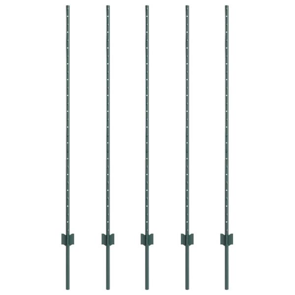 ARDEBO.de - Zaunpfosten 5 Stück U-Kanal Grün 140 cm Stahl