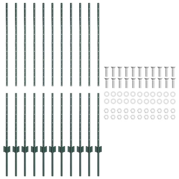 Eingebetteter Zaunpfosten 11 stk. Grün 180 cm