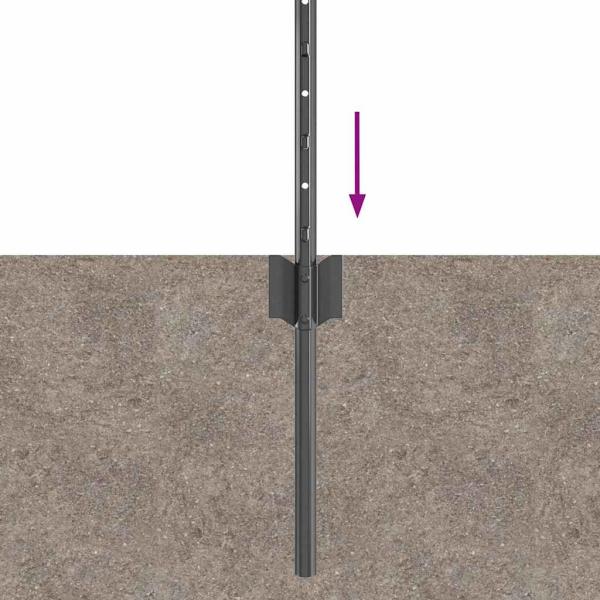 ARDEBO.de - Zaunpfosten 5 Stück U-Channel Grau 40 cm Stahl