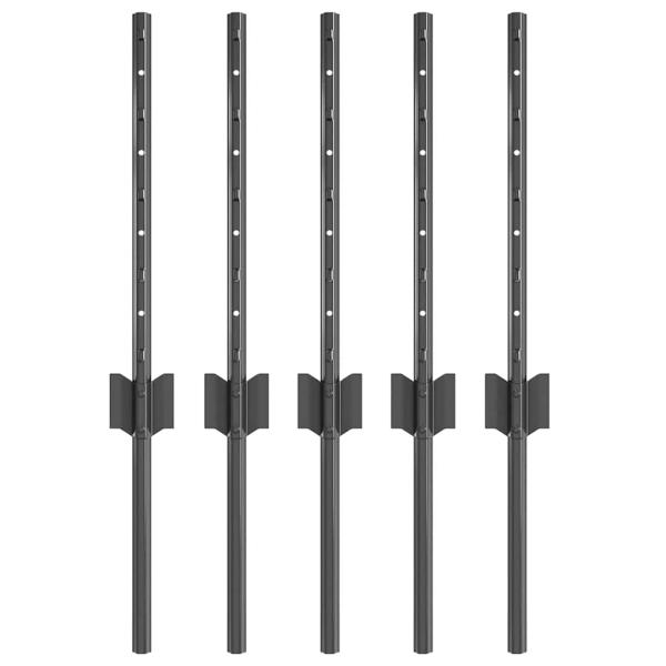 Zaunpfosten 5 Stück U-Channel Grau 40 cm Stahl