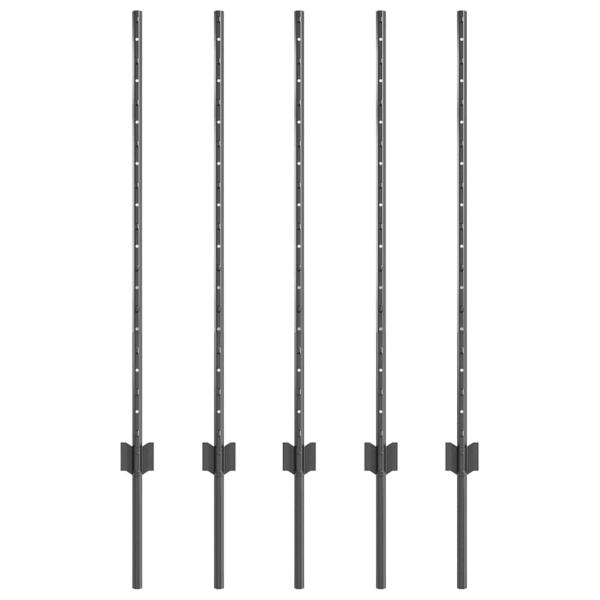 ARDEBO.de - Zaunpfosten 10 Stück U-Kanal Grau 100 cm Stahl