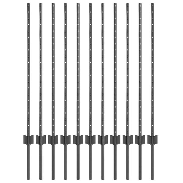 Zaunpfosten 22 Stk U-Kanal Grau 100 cm Stahl