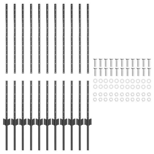 Zaunpfosten 22 Stk U-Kanal Grau 100 cm Stahl