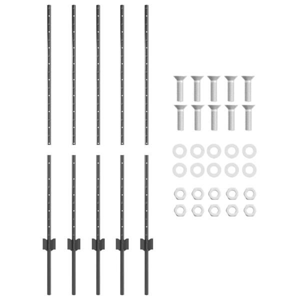 ARDEBO.de - Zaunpfosten 10 Stk U-Kanal Grau 120 cm Stahl