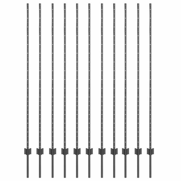 ARDEBO.de - Zaunpfosten 22 Stk U-Kanal Grau 150 cm Stahl