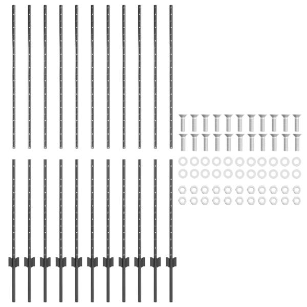 Eingebetteter Zaunpfosten 11 stk. Grau 200 cm