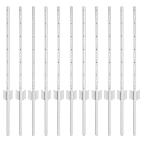 Eingebetteter Zaunpfosten 11 stk. Silber 100 cm